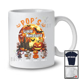 Personalized Pop's Little Monsters, Creepy Halloween Moon Pumpkin, Custom Name Family T-Shirt
