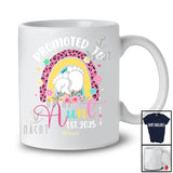 Personalized Promoted To Aunt Est 2025; Lovely Pregnancy Leopard Rainbow; Custom Name Family T-Shirt