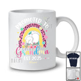 Personalized Promoted To Grandma Est 2025; Lovely Pregnancy Leopard Rainbow; Custom Name Family T-Shirt
