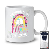 Personalized Promoted To Mom Est 2025; Lovely Pregnancy Leopard Rainbow; Custom Name Family T-Shirt