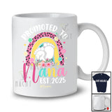 Personalized Promoted To Nana Est 2025; Lovely Pregnancy Leopard Rainbow; Custom Name Family T-Shirt