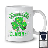 Personalized Prone To Shenanigans Clarinet; Lovely St. Patrick's Day Custom Name Clarinet Player T-Shirt