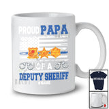 Personalized Proud Papa Of A Deputy Sheriff; Awesome Father's Day Custom Name USA Flag Police T-Shirt