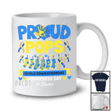 Personalized Proud Pops; Lovely Father's Day Custom Name World Down Syndrome Ribbon T-Shirt