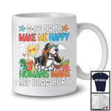 Personalized Puppy's Custom Name Make Me Happy, Lovely Summer Vacation Basset Hound T-Shirt