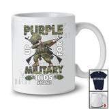 Personalized Purple Up For Military Kids; Joyful Custom Name Dabbing Soldier; Patriotic T-Shirt