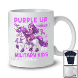 Personalized Purple Up Military Kids; Lovely Military Child Month Custom Name Girl Riding Unicorn T-Shirt