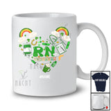 Personalized RN; Amazing St. Patrick's Day Rainbow Shamrock Heart Shape; Custom Name Nurse T-Shirt