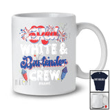 Personalized Red White And Bartender Crew; Proud 4th Of July Custom Name Bartender Patriotic T-Shirt