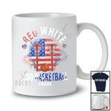 Personalized Red White And Basketball; Amusing 4th Of July US Flag; Custom Name Player Patriotic T-Shirt