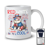 Personalized Red White And Cool, Amazing 4th Of July Cat Custom Name, Fireworks Patriotic T-Shirt