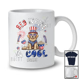 Personalized Red White And Cool; Lovely 4th of July Custom Name Golden Retriever Patriotic T-Shirt