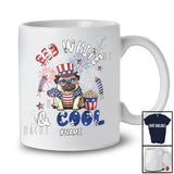 Personalized Red White And Cool; Lovely 4th of July Custom Name Pug Patriotic T-Shirt