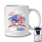 Personalized Red White And Golf; Amusing 4th Of July US Flag; Custom Name Player Patriotic T-Shirt