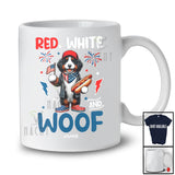 Personalized Red White And Woof; Lovely 4th Of July Custom Name Bernedoodles Hot Dog; Patriotic T-Shirt