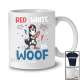 Personalized Red White And Woof; Lovely 4th Of July Custom Name Border Collie Hot Dog; Patriotic T-Shirt