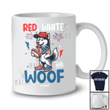 Personalized Red White And Woof; Lovely 4th Of July Custom Name Pit Husky Hot Dog; Patriotic T-Shirt