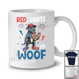 Personalized Red White And Woof; Lovely 4th Of July Custom Name Pit bull Hot Dog; Patriotic T-Shirt