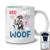 Personalized Red White And Woof; Lovely 4th Of July Custom Name Schnauzer Hot Dog; Patriotic T-Shirt
