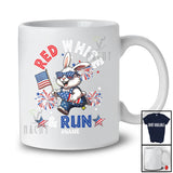 Personalized Red White Run; Awesome 4th Of July Running Bunny Runner; Custom Name Patriotic T-Shirt