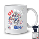 Personalized Red White Run; Awesome 4th Of July Running Horse Runner; Custom Name Patriotic T-Shirt