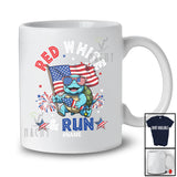 Personalized Red White Run; Awesome 4th Of July Running Turtle Runner; Custom Name Patriotic T-Shirt