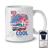 Personalized Red White & Cool; Lovely 4th Of July Custom Name T-Rex On Ambulance; Patriotic T-Shirt