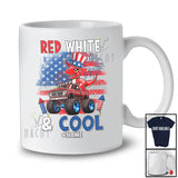 Personalized Red White & Cool; Lovely 4th Of July Custom Name T-Rex On Monster Truck; Patriotic T-Shirt