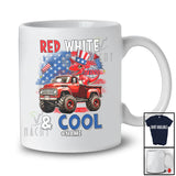 Personalized Red White & Cool; Lovely 4th Of July Custom Name T-Rex On Pickup Truck; Patriotic T-Shirt