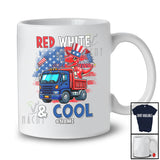 Personalized Red White & Cool; Lovely 4th Of July Custom Name T-Rex On Truck; Patriotic T-Shirt