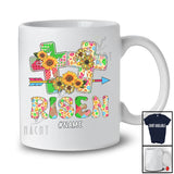 Personalized Risen; Awesome Easter Leopard Cross Sunflowers; Custom Name Family T-Shirt