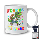 Personalized Roaring Into 1st Grade, Amazing First Day Of School T-Rex Dinosaur, Custom Name T-Shirt