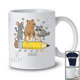 Personalized Rodent Group Collection On Pencil; Lovely Back To School Custom Name Students Teacher T-Shirt