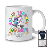 Personalized Rollin' Through 100 Days Of School; Adorable Custom Name Unicorn; Students Teacher T-Shirt