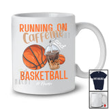 Personalized Running On Caffeine And Basketball; Joyful Custom Name Coffee Basketball Player T-Shirt