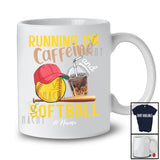 Personalized Running On Caffeine And Softball; Joyful Custom Name Coffee Softball Player T-Shirt
