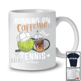 Personalized Running On Caffeine And Tennis; Joyful Custom Name Coffee Tennis Player T-Shirt