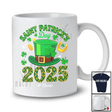 Personalized Saint Patrick's Day 2025; Joyful Custom Name Leprechaun Hat; Shamrocks Family T-Shirt