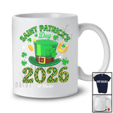 Personalized Saint Patrick's Day 2026; Joyful Custom Name Leprechaun Hat; Shamrocks Family T-Shirt
