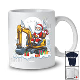 Personalized Santa Driving Excavator; Merry Christmas Custom Name Excavator Driver; Family T-Shirt
