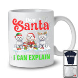 Personalized Santa I Can Explain; Merry Christmas Custom Name Three Malteses; Snowing T-Shirt