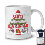 Personalized Santa Is Promoting Me To Big Sister; Merry Christmas Tree; Custom Name Family T-Shirt