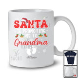 Personalized Santa Is Promoting Me To Grandma; Awesome Christmas Pregnancy; Custom Name Family T-Shirt