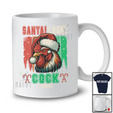 Personalized Santa Look Cock; Lovely Christmas Custom Name Rooster Farmer; Vintage Retro T-Shirt