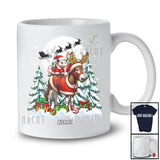 Personalized Santa Opossum Riding Donkey; Lovely Christmas Tree Custom Name Farmer Family T-Shirt