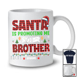 Personalized Santa Promoting Me to Brother; Amusing Christmas Pregnancy; Plaid Custom Name Family T-Shirt