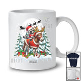 Personalized Santa Raccoon Riding Donkey; Lovely Christmas Tree Custom Name Farmer Family T-Shirt