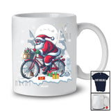 Personalized Santa Riding Bicycle; Merry Christmas Custom Name Bicycle Lover; Family T-Shirt