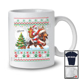 Personalized Santa Riding Custom Name Dachshund Puppy; Lovely Christmas Sweater Moon Tree T-Shirt