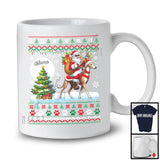 Personalized Santa Riding Custom Name Whippet Puppy; Lovely Christmas Sweater Moon Tree T-Shirt